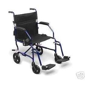 Light 14.8 lbs Medline Freedom Transport Wheelchair 300 lb Cap Chair- With back pocket