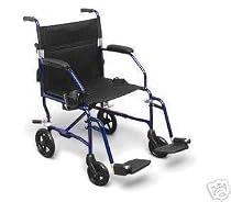 Light 14.8 lbs Medline Freedom Transport Wheelchair 300 lb Cap Chair, BLUE