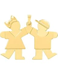14K Gold The Kids Girl & Boy Charm Pendant XK391