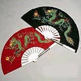 Metal Dragon Chinese Fighting Fan Red