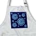 Blue fantasy mandala flowers on midnight blue muted damask background - Medium Length Apron With Pouch Pockets 22w X 24l