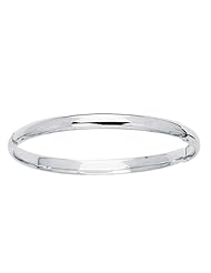 14 Karat 5.5mm White Gold All Shiny Bangle With Clasp