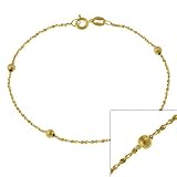 14k Gold Filled Italian Twisted Serpentine Chain Bracelet w  Ribbed Beads