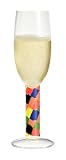 Champagne Glass, Navaja, Color Checked Stem w/ Napkin. Designer Embossed Stem Champagne Glass Goblet