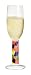 Champagne Glass, Navaja, Color Checked Stem w/ Napkin. Designer Embossed Stem Champagne Glass Goblet