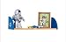 Set of 2 Blue Boys Football Detailed Wooden Style Home Single Hanging Wall Shelf