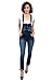 Womens Premium Button Up Adjustable Denim Skinny Jean Overall with Pocket SMALL DK DENIM-90009