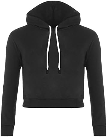 Thiness Women's Solid Long Sleeve Crop Top Pullover Hoodie Tee Shirt