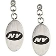 Stainless Steel New York Jets Logo Dangle Earrings