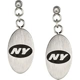 Stainless Steel New York Jets Logo Dangle Earrings