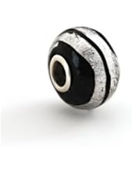 Silver Stripe Murano Glass Charm for 3mm Charm Bracelets