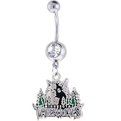 NBA Minnesota Timberwolves Crystalline Gem Belly Ring