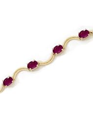 10K Yellow Gold Oval Ruby Bracelet