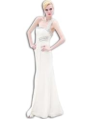  Fitted Sheath Chiffon One Shoulder Evening Dress/Prom Dress  With Rhinestones