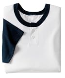 NEW Sport-Tek - Colorblock Short Sleeve Henley White/Navy-M