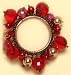 Bead Red Napkin Rings Set / 6