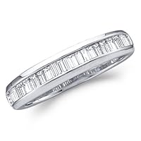 Size - 5 - 10k White Gold Channel Set Baguette Diamond Ladies Womens Wedding or Anniversary 4mm Ring Band (1/4 cttw, G - H Color, I1 Clarity)