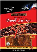 4 pack Golden Island Kung Pao Beef Jerky 4 oz Bag by Dried Beef