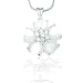 White Cats' Eye Petal-Shaped Stone Flower with CZ Center