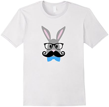 Men's Hip Easter Bunny Mustache T Shirt Boys Large White