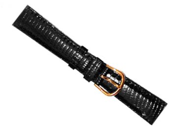 Genuine Lizard Watchband Black Size 12MM