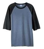 District Threads - Pigment-Dyed 3/4 Sleeve Raglan Tee Scotland Blue/Black-4XL