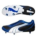 Puma V5 08 Soft Ground Football Boots - Black/White/Olympian Blue - Kids
