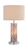 IMAGE OF Table Lamp with Night Light and Shell Mosaic Body in Polished Steel Finish
