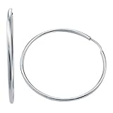 14k White Gold Small Classic Hoop Huggie Earrings .5