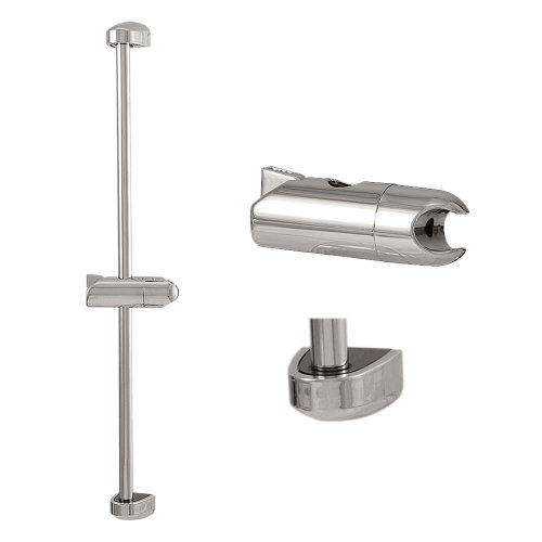 Sanifri 470010345 Wandstange Standard mit Konusgleiter Kunststoff, Wandhalter Kunststoff, Rohr Edelstahl poliert verchromt, &Atilde;, 18 mm. L&auml;nge 90 cm