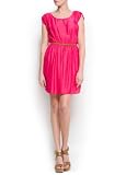 Mango Women's Pleated Dress With Belt, Geranium, M