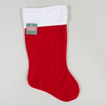 Velvet Christmas Stocking, Red with White Cuff, 19 by Regent