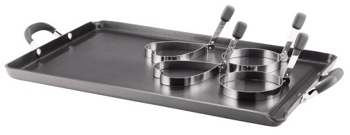 XL Double Burner Griddle w/ Pancake Molds 13"x20"