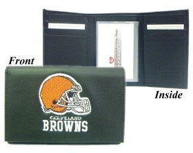 Cleveland Browns Black Embroidered Leather Tri-Fold Wallet