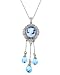 14K Victorian Lady Agate Cameo & Blue Topaz Pendant w/18 Chain