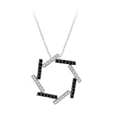 14K White Gold 1/3 ct. Black and White Diamond Pendant with Chain