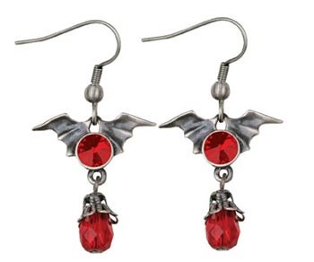 Batwing W/ Ruby Earrings Collectible Dangle Jewelry 