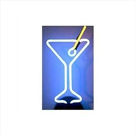 Martini Glass (Blue/Yellow Neon) (17"h x 8"w x 6"d)