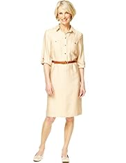 Classic Collection Belted Shirt Dress with Linen