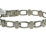 Titanium Bracelet set with genuine brilliant cut diamonds.Done in satin and polished finish.9 piece diamonds Total .38 Karat Width: 10mm Length: 8.5