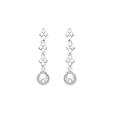 Sterling Silver Cubic Zirconia with Faux Pearls Drop Earrings