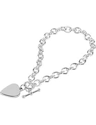 Sterling Silver 5.75 mm Cable Bracelet With Heart by US Gems
