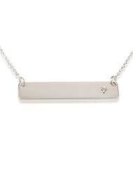 Bar Necklace Bar Pendant - Silver Name Bar Pendant with Swarovski Stone