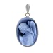 14K White Gold Guardian Angel Oval Agate Cameo Pendant - 3/4