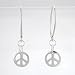 Round Peace Sign Dangle Hoop Earrings in Sterling Silver, #8366
