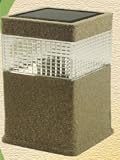Solar Gray Block Stone Fence Post Light-Set of 2