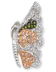 Sterling Silver Pink Vermeil Multi CZ Butterfly Pin