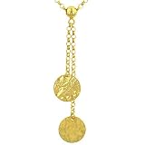 17 Rolo Link Lariat Necklace with Hammered Discs