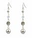 Earrings - E26 - Swarovski (tm) Crystal & Pearl Long ~ Blk Diamond (Gray / Grey)