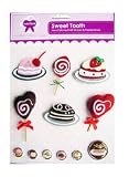 Creative Charms - Eye Candy Collection - Sweet Tooth - Felt Stickers and Pebble Brads